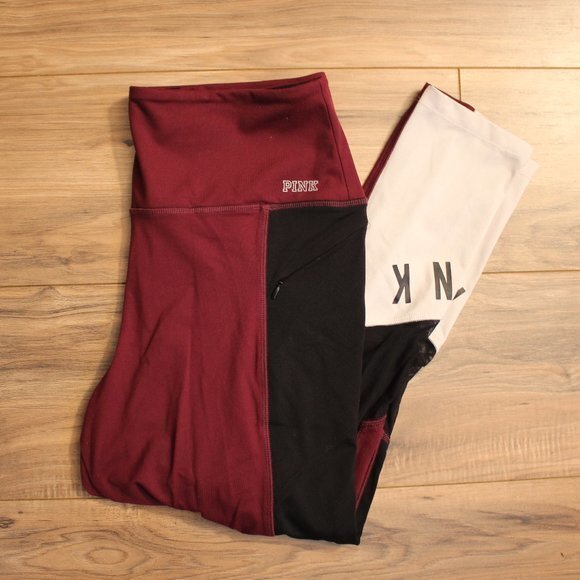 PINK Victoria's Secret Pants - Victoria's Secret PINK High Waisted Maroon Activewear Leggings